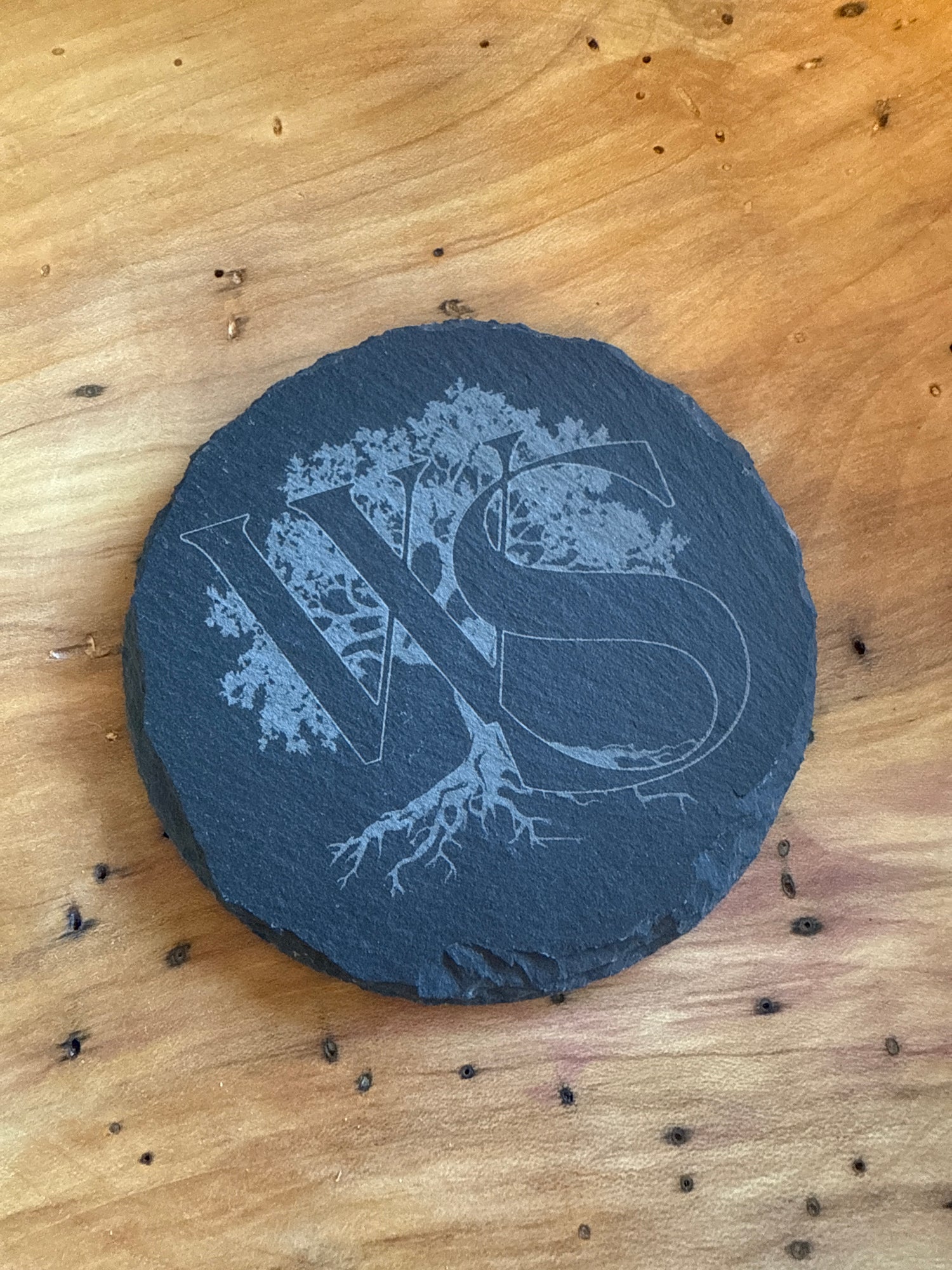 Wood Shop Round Slate Coaster