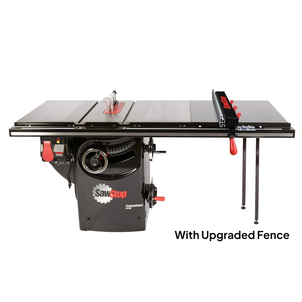 SawStop Professional 1.75HP Cabinet Saw with 36" Professional T-Glide Advance Rip Fence, Rails, & Extension Table