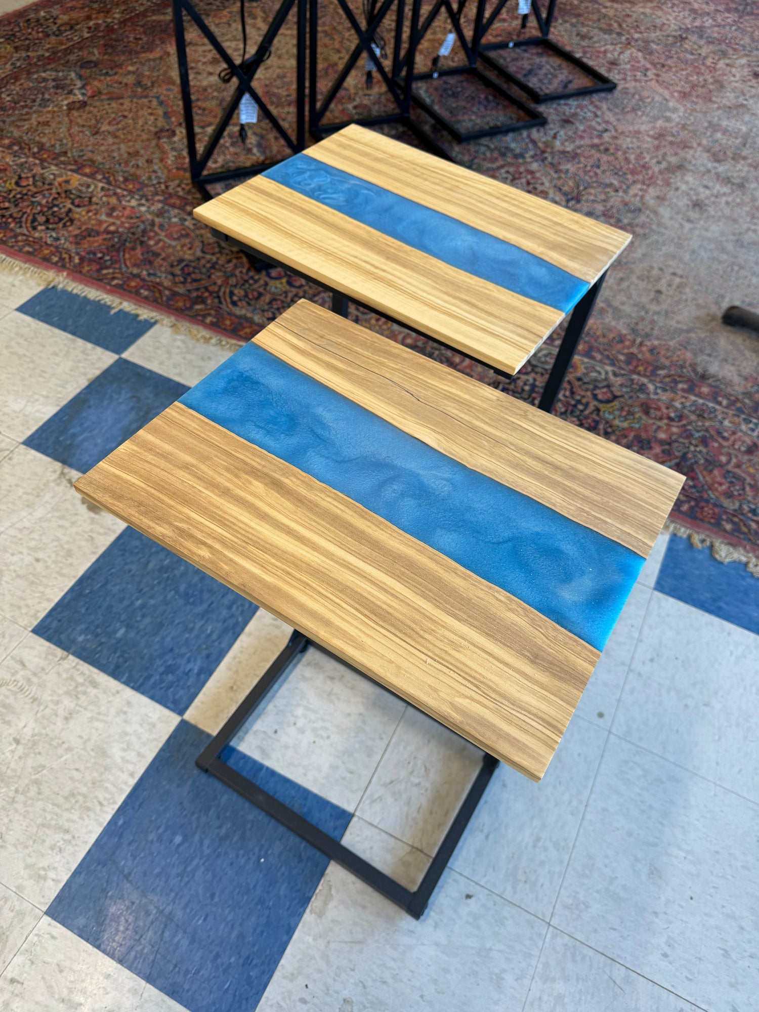 Epoxy Couch Table - Blue