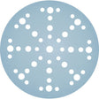 Blue sandpaper with white holes on a white background