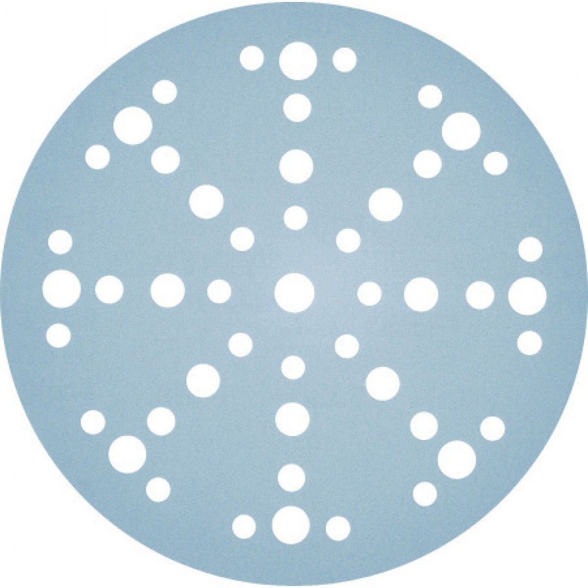 Blue sandpaper with white holes on a white background