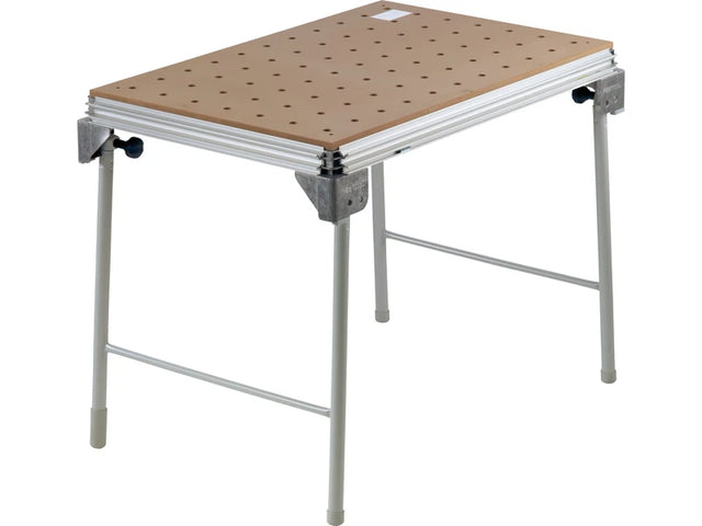 Portable workbench with perforated top on a white background