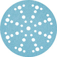Round blue sandpaper sheet with white holes on a white background