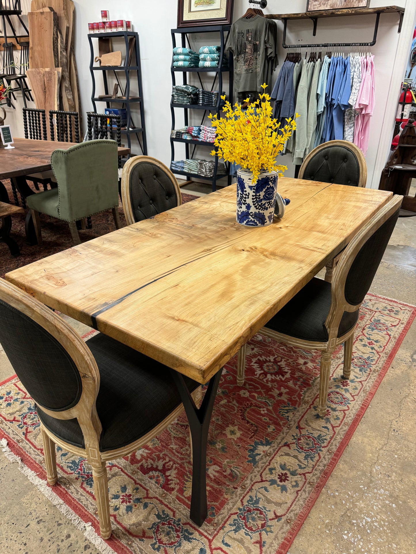 Burl Maple Dimensional Single Slab Dining Table