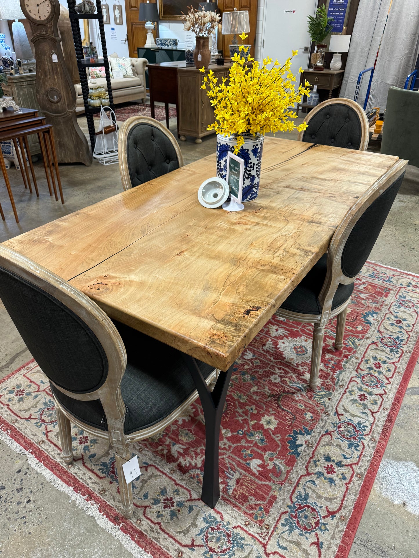 Burl Maple Dimensional Single Slab Dining Table