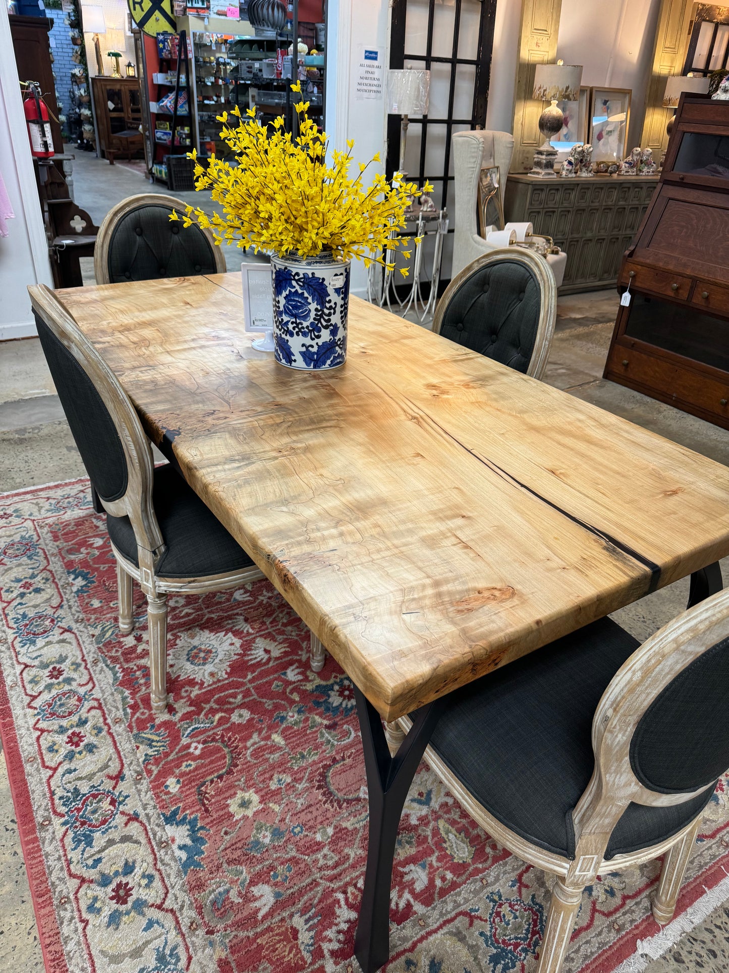 Burl Maple Dimensional Single Slab Dining Table