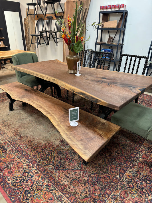 Black Walnut Live Edge Dining Table and Bench
